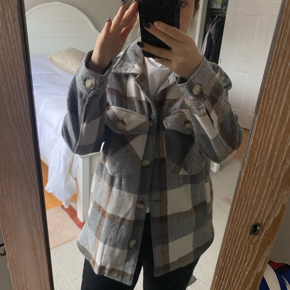 Blank NYC Gray and Brown Plaid Jacket